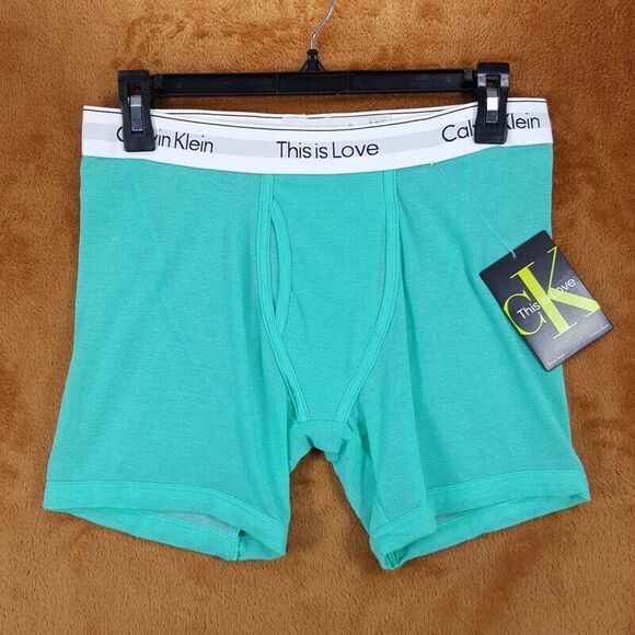 CALVIN KLEIN Mens XL Aqua Green Mesh This is Love Boxer Briefs - Picture 2 of 7